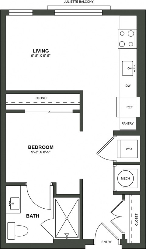a floor plan of a bedroom apartment